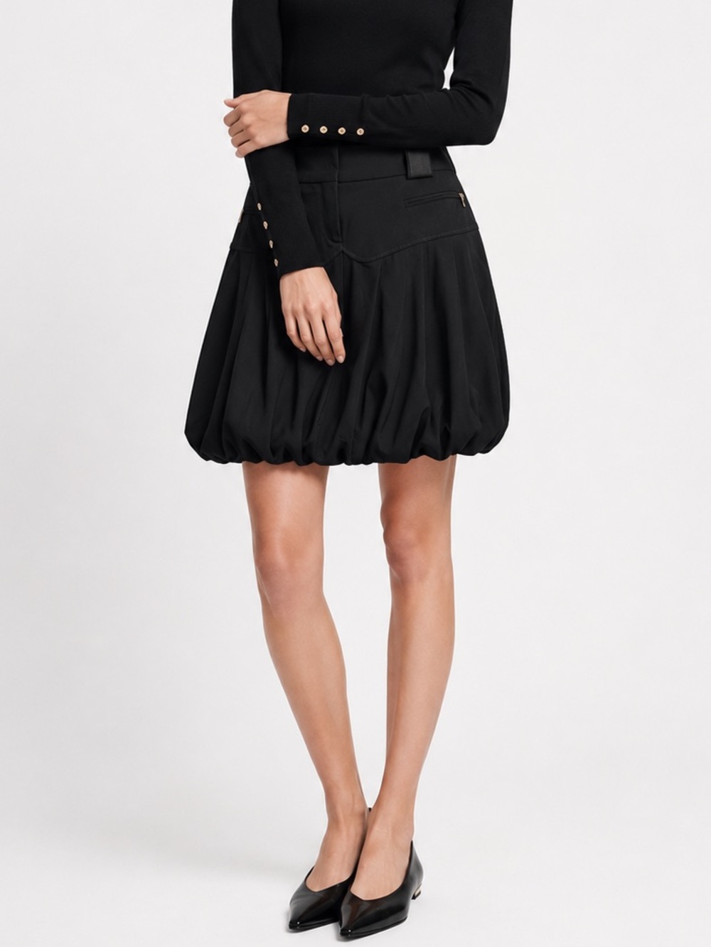 Marithe Francois Girbaud Black Bubble Skirt Quiet Luxury US 4